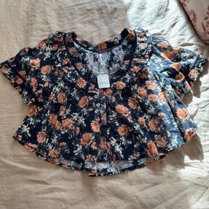 NWT Free People Floral Ruffle Women's Cropped Top